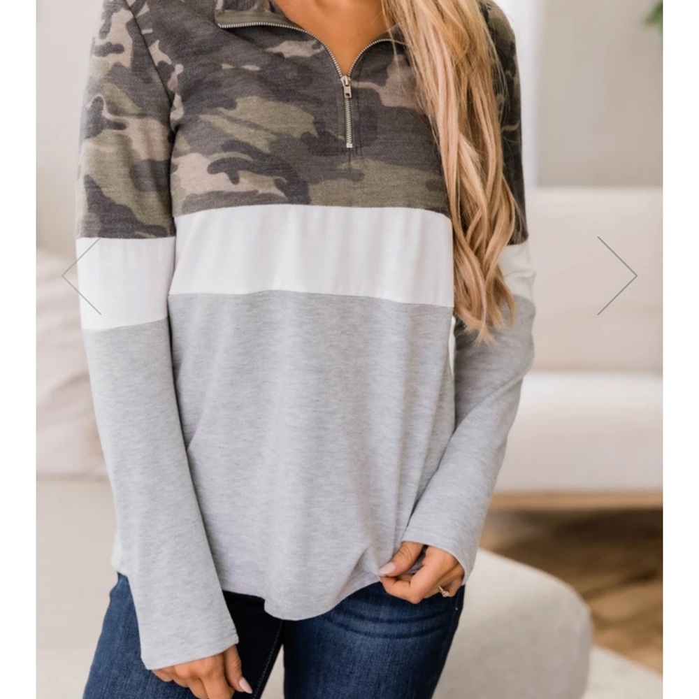 NWT Time and Time Again Grey Colorblock Pullover